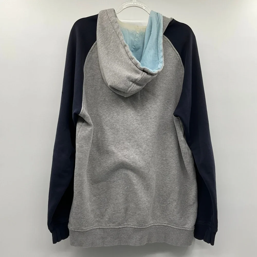 Thrashed Adidas Hoodie Gray Navy Blue Trefoil Logo Size M Sweatshirt Sporty